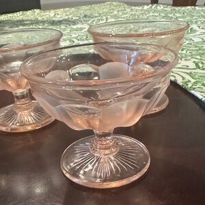 Vintage 1930’s Hazel Atlas Pink Depression Sherbets Colonial Block